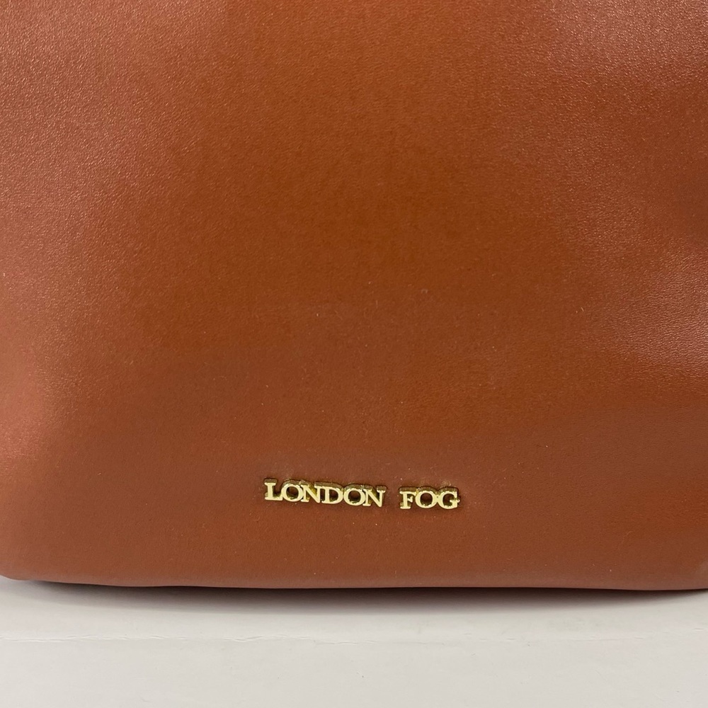 London Fog Satchel Tan Cognac Color Crossbody Multiple Pockets Sections - Picture 7 of 14